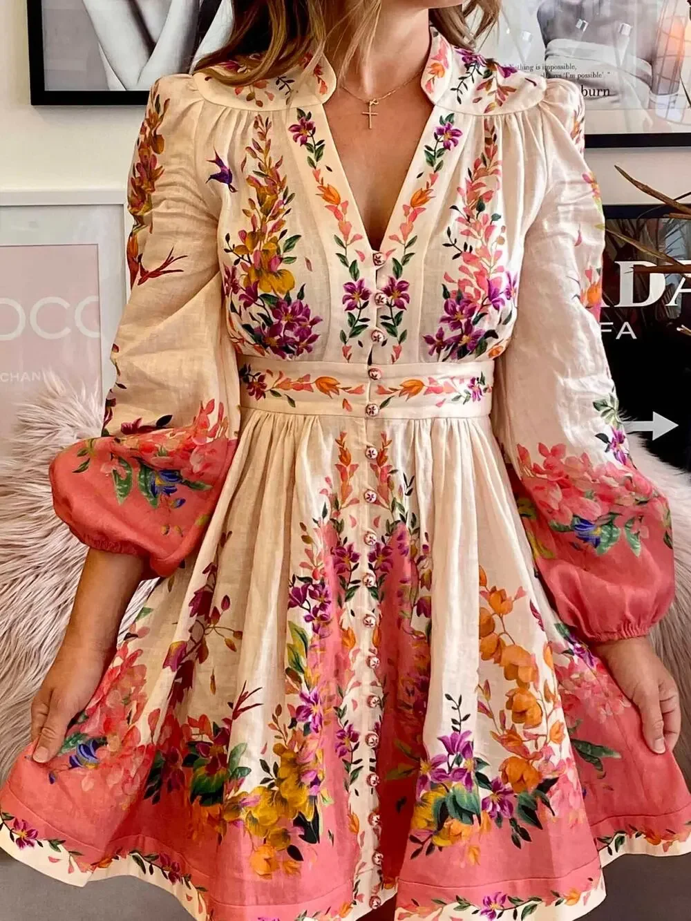 zimmermann floral-print linen mini dress Ascension floral linen minidress in multicoloured - Zimmermann